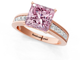Rose gold Fancy Pink Princess  Solitaire Diamond Ring with Channel-Set Band and Four-Prong Setting_4
