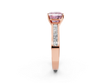 Rose gold Fancy Pink Princess  Solitaire Diamond Ring with Channel-Set Band and Four-Prong Setting_5