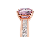 Rose gold Fancy Pink Princess  Solitaire Diamond Ring with Channel-Set Band and Four-Prong Setting_8