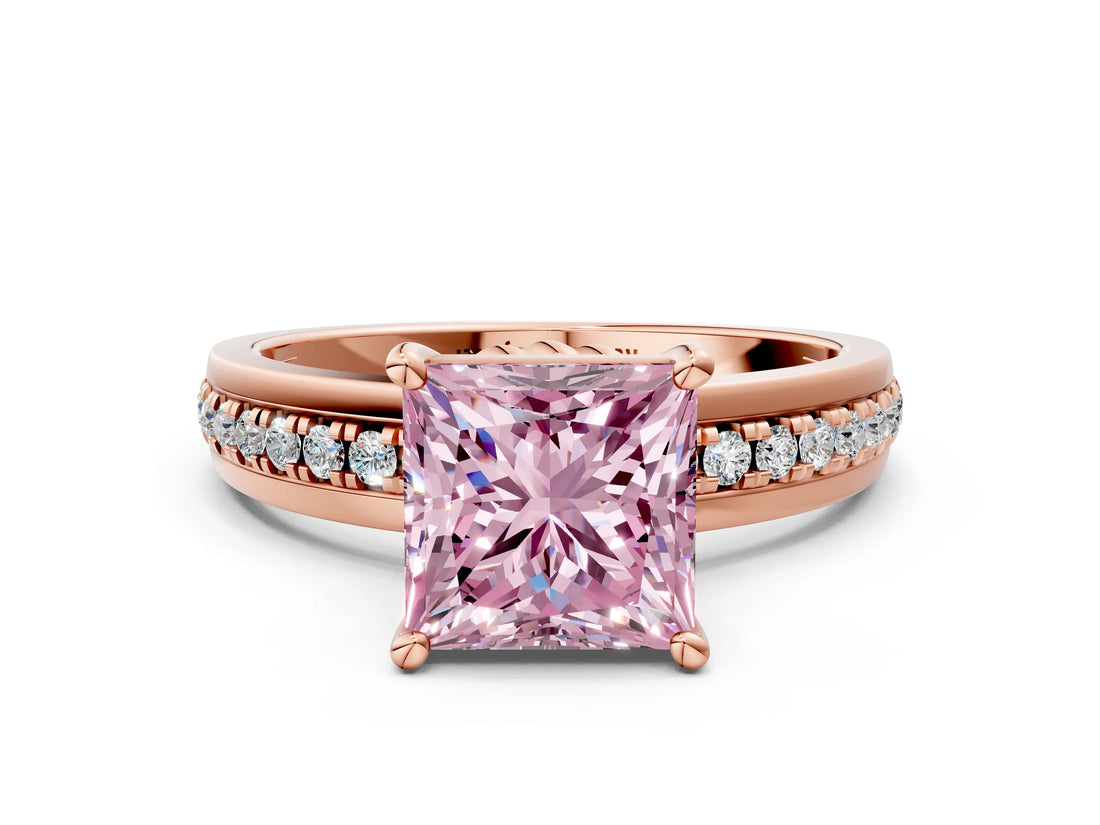 Rose gold Fancy Pink Princess  Solitaire Diamond Ring with Channel Set Band and Six-Prong Setting_29