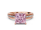 Rose gold Fancy Pink Princess  Solitaire Diamond Ring with Channel Set Band and Six-Prong Setting_29