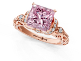 Rose gold Fancy Pink Princess  Solitaire Diamond Ring with Filigree Band and Four-Prong Setting_1