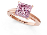 Rose gold Fancy Pink Princess  Solitaire Diamond Ring with Four-Prong Setting and Classic Band_4