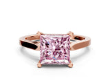 Rose gold Fancy Pink Princess  Solitaire Diamond Ring with Four-Prong Setting and Tapered Band 1