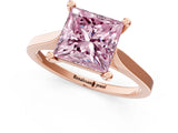 Rose gold Fancy Pink Princess  Solitaire Diamond Ring with Four-Prong Setting and Tapered Band 2