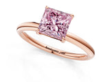 Rose gold Fancy Pink Princess  Solitaire Diamond Ring with Four-Prong Setting on a Plain Band_21