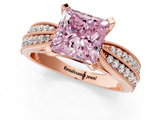 Rose gold Fancy Pink Princess  Solitaire Diamond Ring with Milgrain Pavé Band and Four-Prong Setting_21