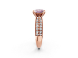 Rose gold Fancy Pink Princess  Solitaire Diamond Ring with Milgrain Pavé Band and Four-Prong Setting_22