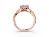 Rose gold Fancy Pink Princess  Solitaire Diamond Ring with Milgrain Pavé Band and Four-Prong Setting_23