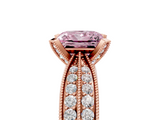 Rose gold Fancy Pink Princess  Solitaire Diamond Ring with Milgrain Pavé Band and Four-Prong Setting_25