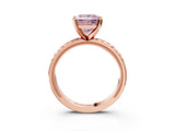 Rose gold Fancy Pink Princess  Solitaire Diamond Ring with Milgrain and Black Enamel X Pattern Band_51
