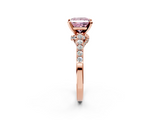 Rose gold Fancy Pink Princess  Solitaire Diamond Ring with Pavé Band and Four-Prong Setting_2