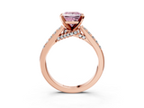 Rose gold Fancy Pink Princess  Solitaire Diamond Ring with Pavé Band and Four-Prong Setting_3