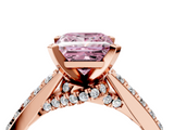 Rose gold Fancy Pink Princess  Solitaire Diamond Ring with Pavé Band and Four-Prong Setting_4