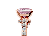 Rose gold Fancy Pink Princess  Solitaire Diamond Ring with Pavé Band and Four-Prong Setting_5