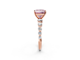 Rose gold Fancy Pink Princess  Solitaire Diamond Ring with Pave Band and Four-Prong Setting_2