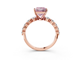 Rose gold Fancy Pink Princess  Solitaire Diamond Ring with Pave Band and Four-Prong Setting_3
