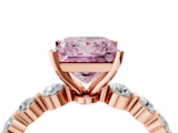 Rose gold Fancy Pink Princess  Solitaire Diamond Ring with Pave Band and Four-Prong Setting_4