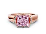 Rose gold Fancy Pink Princess  Solitaire Diamond Ring with Pave Band and Six-Prong Setting_29