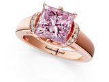 Rose gold Fancy Pink Princess  Solitaire Diamond Ring with Pave Band and Six-Prong Setting_30