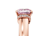 Rose gold Fancy Pink Princess  Solitaire Diamond Ring with Pave Band and Six-Prong Setting_34