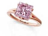 Rose gold Fancy Pink Princess  Solitaire Diamond Ring with Six-Prong Setting and Tapered Band_1
