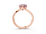 Rose gold Fancy Pink Princess  Solitaire Diamond Ring with Six-Prong Setting and Tapered Band_3