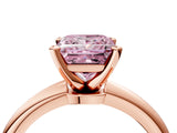 Rose gold Fancy Pink Princess  Solitaire Diamond Ring with Six-Prong Setting on a Classic Band 4
