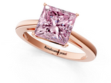 Rose gold Fancy Pink Princess  Solitaire Diamond Ring with Split Shank and Four-Prong Setting_1