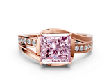 Rose gold Fancy Pink Princess  Solitaire Diamond Ring with Split Shank and Prong Setting_17