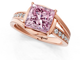 Rose gold Fancy Pink Princess  Solitaire Diamond Ring with Split Shank and Prong Setting_18