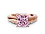 Rose gold Fancy Pink Princess  Solitaire Diamond Ring with Tapered Band and Four-Prong Setting_29