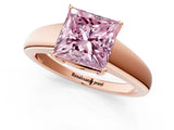 Rose gold Fancy Pink Princess  Solitaire Diamond Ring with Tapered Band and Four-Prong Setting_30
