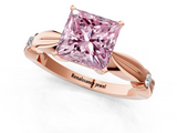 Rose gold Fancy Pink Princess  Solitaire Diamond Twisted Band with Four-Prong Setting_1
