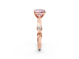 Rose gold Fancy Pink Princess  Solitaire Diamond Twisted Band with Four-Prong Setting_2