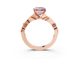 Rose gold Fancy Pink Princess  Solitaire Diamond Twisted Band with Four-Prong Setting_3