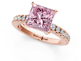 Rose gold Fancy Pink Princess  Solitaire Diamond with Pavé Band and Four-Prong Setting_1