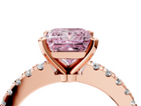 Rose gold Fancy Pink Princess  Solitaire Diamond with Pavé Band and Four-Prong Setting_4