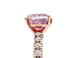 Rose gold Fancy Pink Princess  Solitaire Diamond with Pavé Band and Four-Prong Setting_5