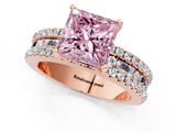 Rose gold Fancy Pink Princess  Solitaire Diamond with Pave and Channel Set Band_1