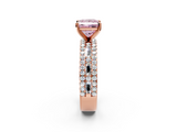 Rose gold Fancy Pink Princess  Solitaire Diamond with Pave and Channel Set Band_2