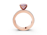Rose gold Fancy Pink Princess  Solitaire Diamond with Pave and Channel Set Band_3
