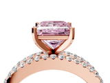 Rose gold Fancy Pink Princess  Solitaire Diamond with Pave and Channel Set Band_4