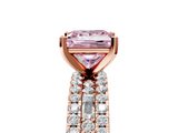 Rose gold Fancy Pink Princess  Solitaire Diamond with Pave and Channel Set Band_5