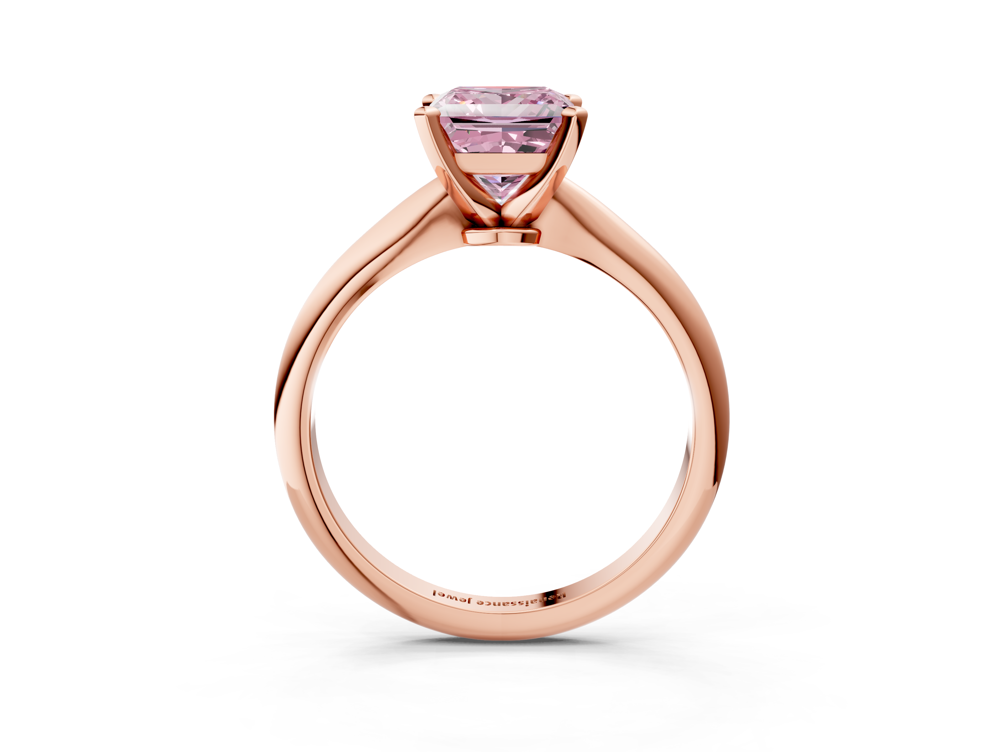 Rose gold Fancy Pink Princess  Solitaire Engagement Ring with Classic Band and Four-Prong Setting_3