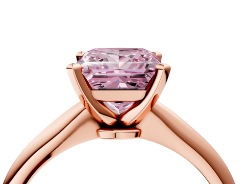 Rose gold Fancy Pink Princess  Solitaire Engagement Ring with Classic Band and Four-Prong Setting_4