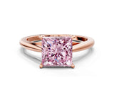 Rose gold Fancy Pink Princess  Solitaire Engagement Ring with Four-Prong Setting and Classic Band 1