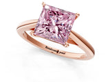 Rose gold Fancy Pink Princess  Solitaire Engagement Ring with Four-Prong Setting and Classic Band 2