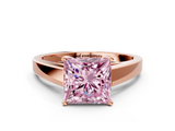Rose gold Fancy Pink Princess  Solitaire Engagement Ring with Four-Prong Setting and Tapered Band_3