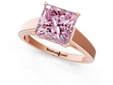 Rose gold Fancy Pink Princess  Solitaire Engagement Ring with Four-Prong Setting and Tapered Band_4